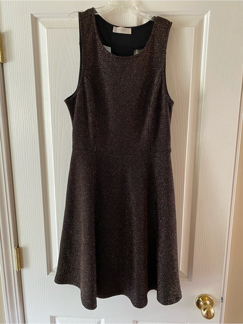 Altar'd State Black and Gold Sparkle Fit-and-Flare Mini Dress